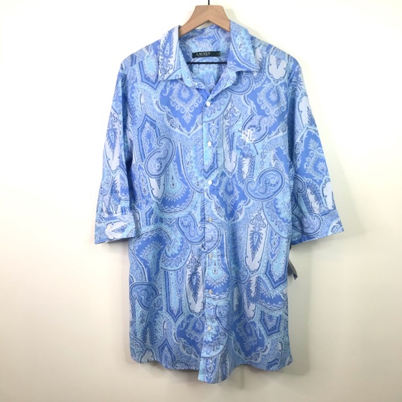 Ralph Lauren Other - Ralph Lauren blue paisley pajama dress NWT large